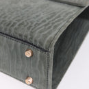 Valextra Hand Bag Suede Gray Gold Tone Auth 201257-16