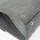 Valextra Hand Bag Suede Gray Gold Tone Auth 201257-17