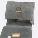 Valextra Hand Bag Suede Gray Gold Tone Auth 201257-20