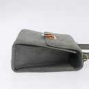 Valextra Hand Bag Suede Gray Gold Tone Auth 201257-3