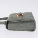 Valextra Hand Bag Suede Gray Gold Tone Auth 201257-4
