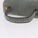 Valextra Hand Bag Suede Gray Gold Tone Auth 201257-7