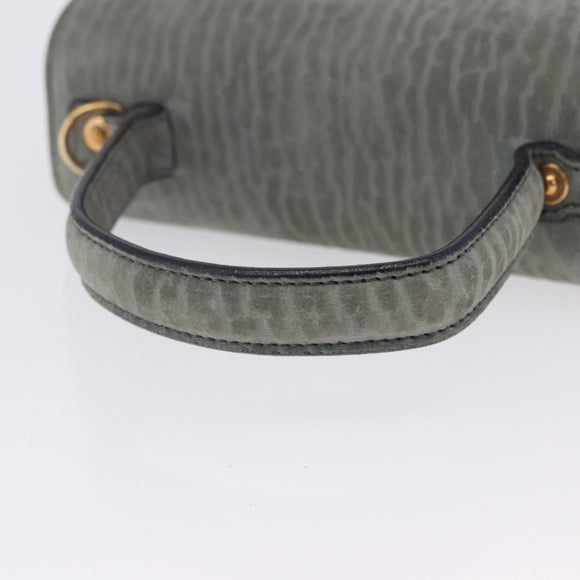 Valextra Hand Bag Suede Gray Gold Tone Auth 201257