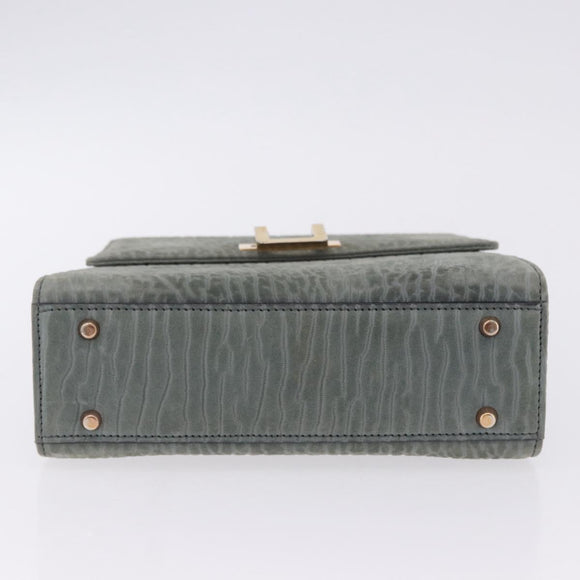 Valextra Hand Bag Suede Gray Gold Tone Auth 201257