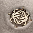 LOEWE Hand Bag Leather 2way Silver Gold Tone Auth 201259V-21