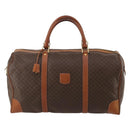 CELINE Macadam Boston Bag PVC Leather Brown Gold Tone Auth 201260A-13