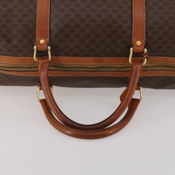 CELINE Macadam Boston Bag PVC Leather Brown Gold Tone Auth 201260A