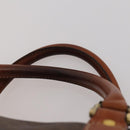 CELINE Macadam Boston Bag PVC Leather Brown Gold Tone Auth 201260A-14