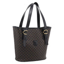 CELINE Macadam Canvas Hand Bag PVC Leather Black Gold Auth 201262V-1
