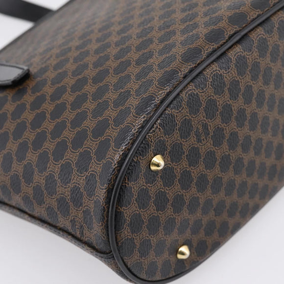CELINE Macadam Canvas Hand Bag PVC Leather Black Gold Auth 201262V