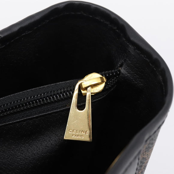 CELINE Macadam Canvas Hand Bag PVC Leather Black Gold Auth 201262V