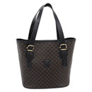 CELINE Macadam Canvas Hand Bag PVC Leather Black Gold Auth 201262V-13