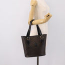 CELINE Macadam Canvas Hand Bag PVC Leather Black Gold Auth 201262V-24