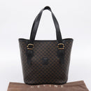 CELINE Macadam Canvas Hand Bag PVC Leather Black Gold Auth 201262V-12