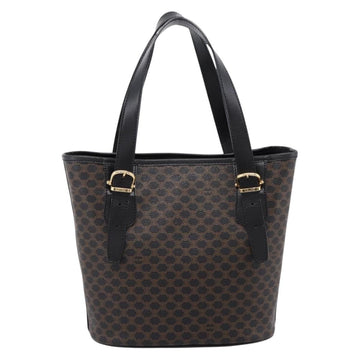 CELINE Macadam Canvas Hand Bag PVC Leather Black Gold Auth 201262V - 0