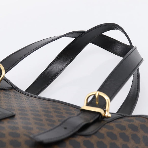 CELINE Macadam Canvas Hand Bag PVC Leather Black Gold Auth 201262V