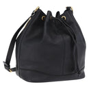 Burberrys Shoulder Bag Leather Black Gold Tone Auth 201263A-1