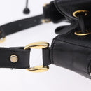Burberrys Shoulder Bag Leather Black Gold Tone Auth 201263A-11