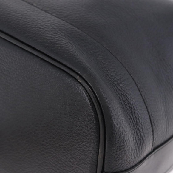 Burberrys Shoulder Bag Leather Black Gold Tone Auth 201263A