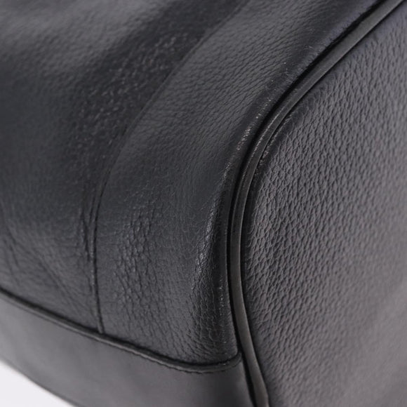Burberrys Shoulder Bag Leather Black Gold Tone Auth 201263A