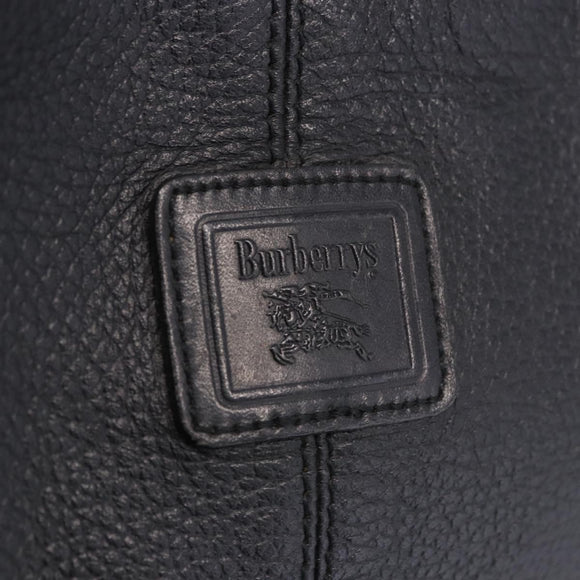 Burberrys Shoulder Bag Leather Black Gold Tone Auth 201263A