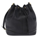 Burberrys Shoulder Bag Leather Black Gold Tone Auth 201263A-13