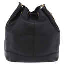 Burberrys Shoulder Bag Leather Black Gold Tone Auth 201263A-2