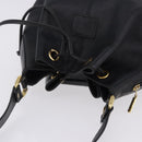 Burberrys Shoulder Bag Leather Black Gold Tone Auth 201263A-6