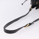 Burberrys Shoulder Bag Leather Black Gold Tone Auth 201263A-7