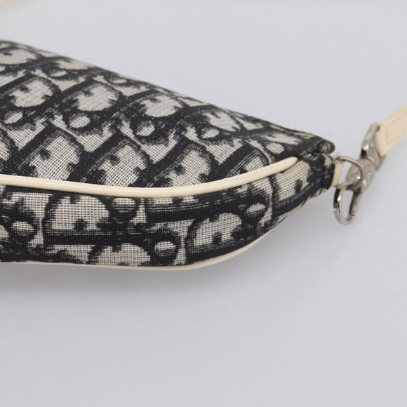 Christian Dior Trotter Saddle Accessory Pouch PVC Black White Auth 201266V