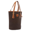 CELINE Macadam Canvas Tote Bag PVC Leather Brown Gold Auth 201267V-1