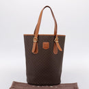 CELINE Macadam Canvas Tote Bag PVC Leather Brown Gold Auth 201267V-24