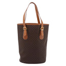 CELINE Macadam Canvas Tote Bag PVC Leather Brown Gold Auth 201267V-3