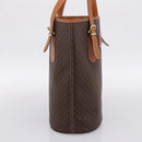 CELINE Macadam Canvas Tote Bag PVC Leather Brown Gold Auth 201267V-4