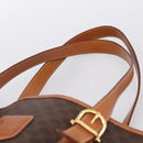 CELINE Macadam Canvas Tote Bag PVC Leather Brown Gold Auth 201267V-8