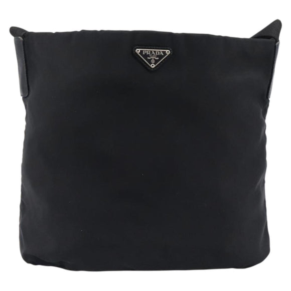 PRADA Shoulder Bag Nylon Black Silver Auth 201270
