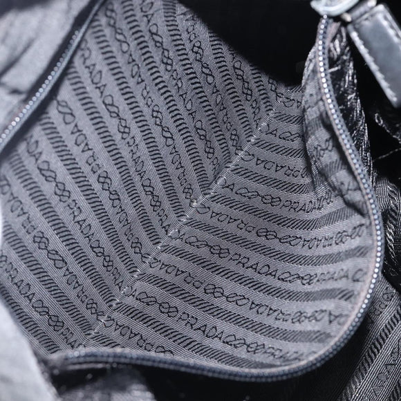 PRADA Shoulder Bag Nylon Black Silver Auth 201270