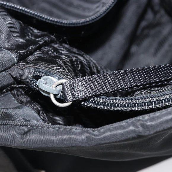 PRADA Shoulder Bag Nylon Black Silver Auth 201270