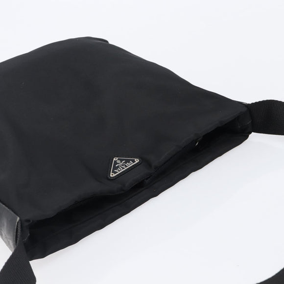 PRADA Shoulder Bag Nylon Black Silver Auth 201270