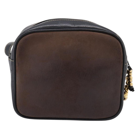 LOEWE Shoulder Bag Leather Black Gold Tone Auth 201277