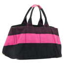 PRADA Canapa GM Hand Bag Canvas Black Pink Auth 201284-1