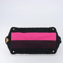 PRADA Canapa GM Hand Bag Canvas Black Pink Auth 201284-5