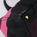 PRADA Canapa GM Hand Bag Canvas Black Pink Auth 201284-17