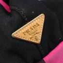 PRADA Canapa GM Hand Bag Canvas Black Pink Auth 201284-18