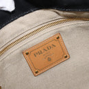 PRADA Canapa GM Hand Bag Canvas Black Pink Auth 201284-19