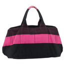PRADA Canapa GM Hand Bag Canvas Black Pink Auth 201284-13
