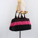 PRADA Canapa GM Hand Bag Canvas Black Pink Auth 201284-25