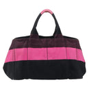 PRADA Canapa GM Hand Bag Canvas Black Pink Auth 201284-2
