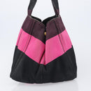 PRADA Canapa GM Hand Bag Canvas Black Pink Auth 201284-3