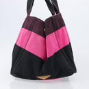 PRADA Canapa GM Hand Bag Canvas Black Pink Auth 201284-4